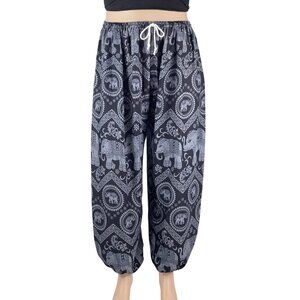 Women's 3XL Gray Harem Boho Pants Comfy Hippie Loungewear Trousers - Plus Size